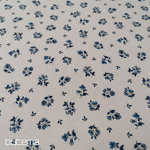 Cotton fabric MAJOLIKA blue flower