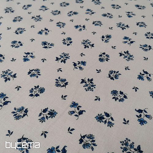 Cotton fabric MAJOLIKA blue flower