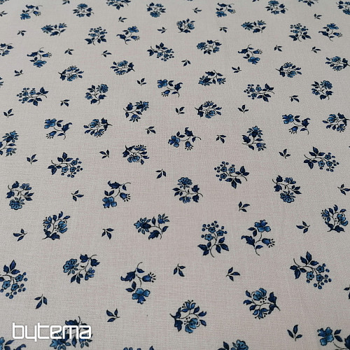 Cotton fabric MAJOLIKA blue flower