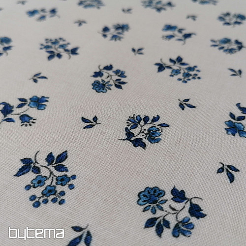 Cotton fabric MAJOLIKA blue flower