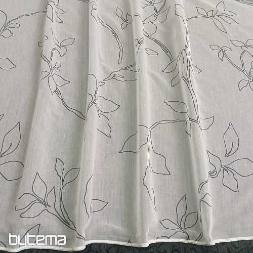 Luxury curtain Abbony 90 white with flowers