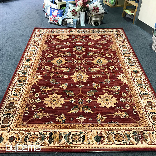 Luxury wool carpet PRAGUE red / beige