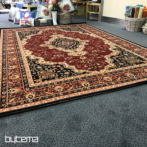 Luxury wool carpet PRAGUE Black / Burgundy