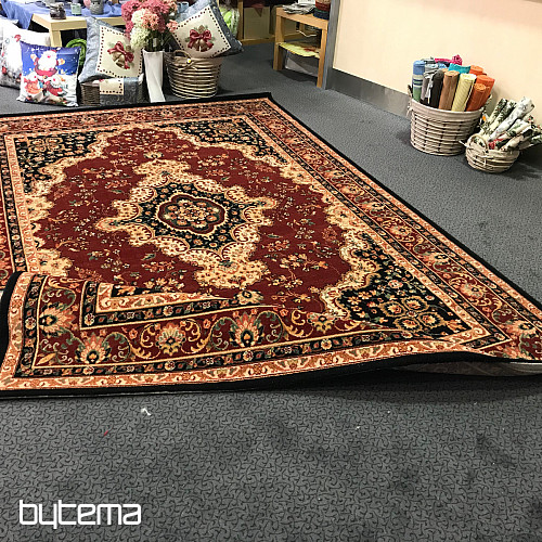 Luxury wool carpet PRAGUE Black / Burgundy