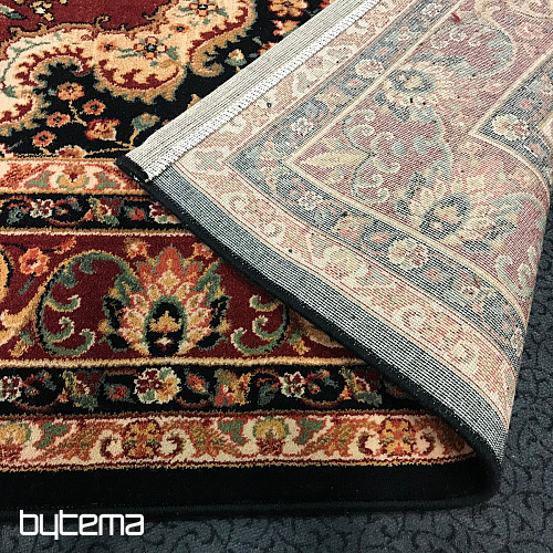 Luxury wool carpet PRAGUE Black / Burgundy