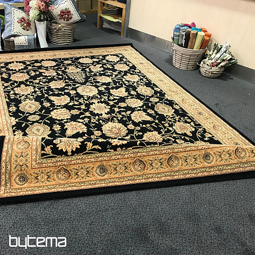 Luxury wool rug PRAGUE black / beige