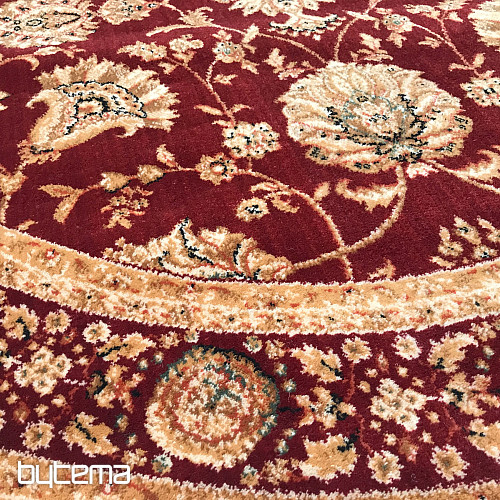 Luxury round wool rug PRAGUE red / beige