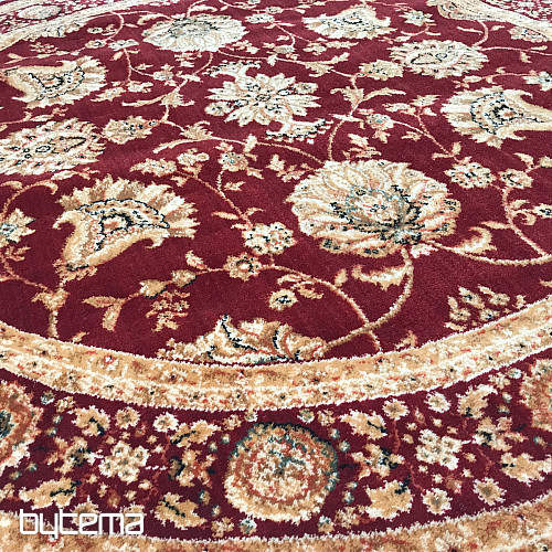 Luxury round wool rug PRAGUE red / beige