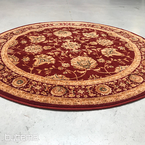 Luxury round wool rug PRAGUE red / beige
