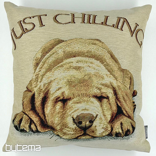 Tapestry pillow-case Dog JUST CHILLING