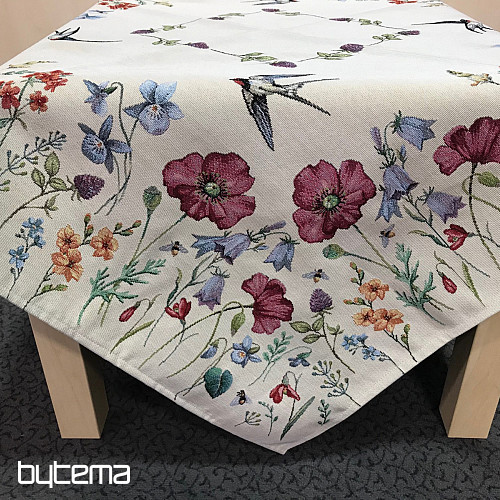 Tapestry tablecloth and scarf MEADOW WITH SWALLOW