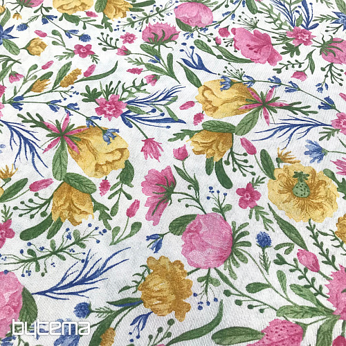 Decorative fabric CLARA flowers pink