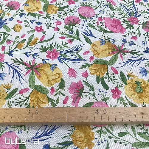Decorative fabric CLARA flowers pink