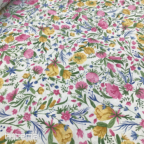 Decorative fabric CLARA flowers pink