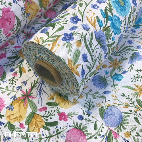 Decorative fabric CLARA flowers pink