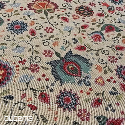 Gobelin tablecloth flowers and bird Jurkovič