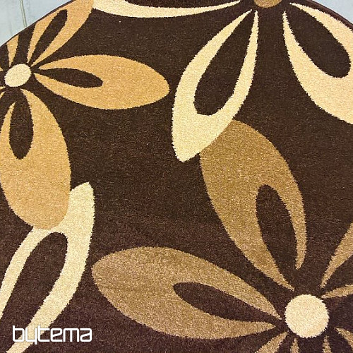 Round carpet KARMEL flower brown
