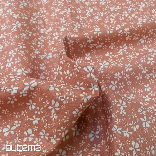 Cotton fabric FLOWERS DITA salmon