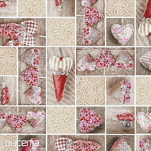 Decorative fabric HEARTS LIDIA 401