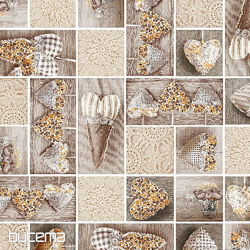 Decorative fabric HEARTS LIDIA 701