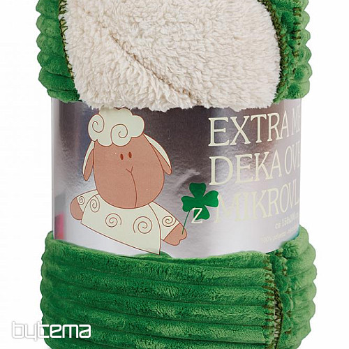 Microfiber blanket EXTRA SOFT SHEEP plastic design - green