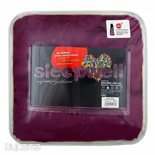 Microflannel sheet SLEEP WELL dark. purple
