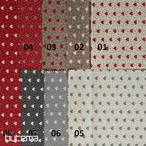 Cotton fabric MINI HEART red combination 04