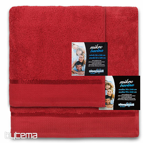 Towel and bath towel MIKRO dark red