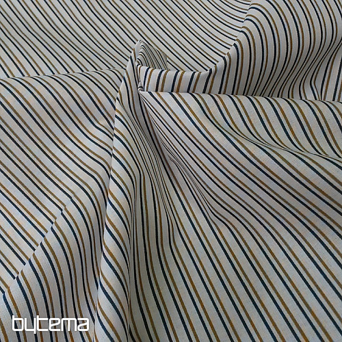 Cotton fabric STRIP blue-mustard