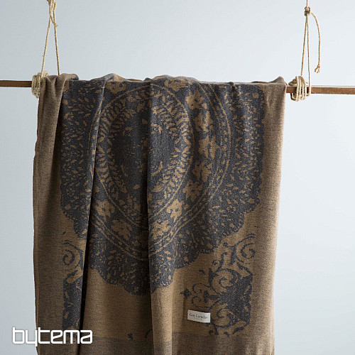 Luxus-Plaid ROSIERS brown-grey