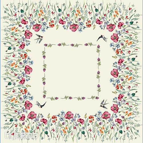 Tapestry tablecloth and scarf MEADOW WITH SWALLOW