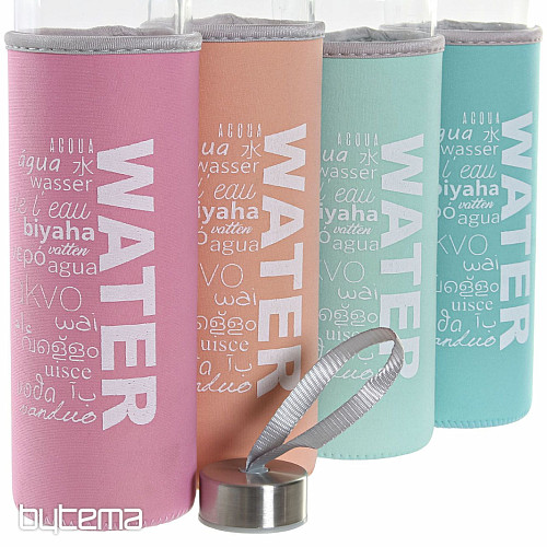 Glass bottle with neoprene cover 600 ml