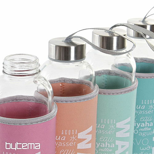Glass bottle with neoprene cover 600 ml