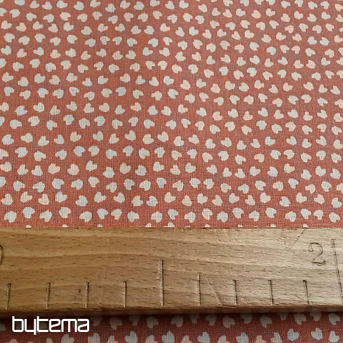 Cotton fabric HEART salmon