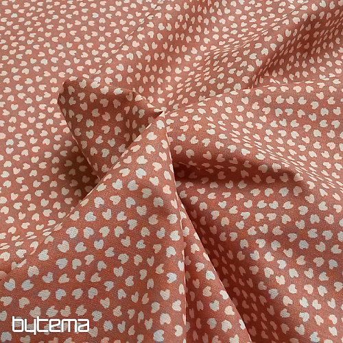 Cotton fabric HEART salmon
