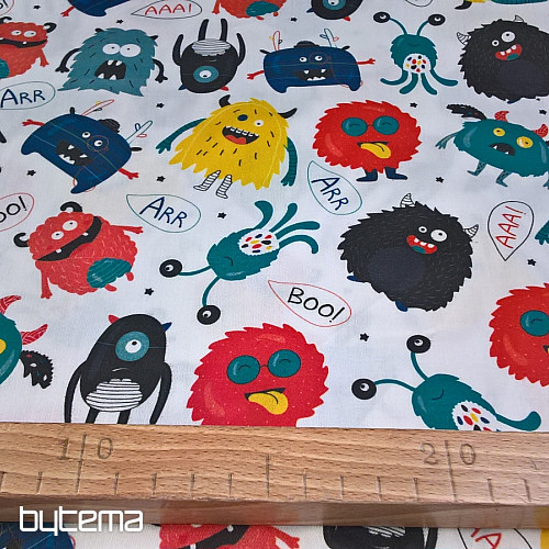 Children's cotton satin MONSTERS digital printing