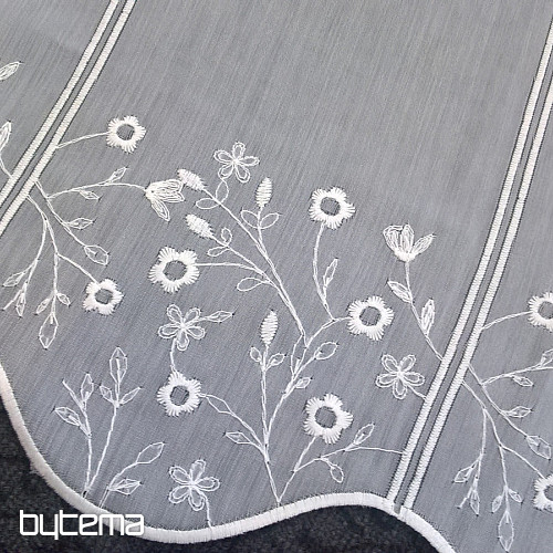 Embroidered curtain for stained glass window GERSTER 11648 FLOWERS