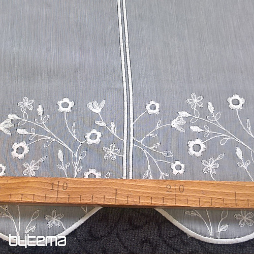 Embroidered curtain for stained glass window GERSTER 11648 FLOWERS