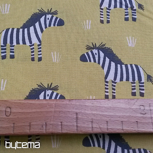 Cotton fabric ZEBRA yellow-green
