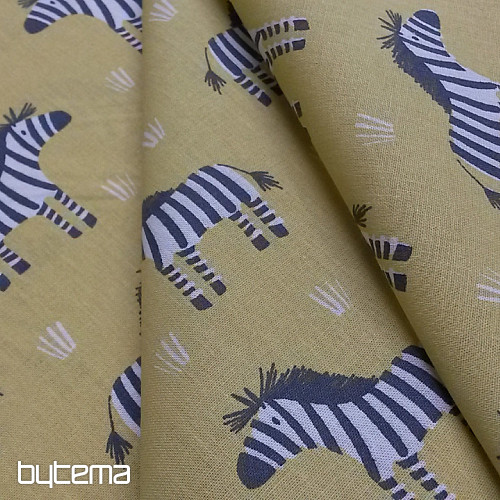 Cotton fabric ZEBRA yellow-green